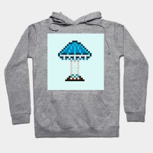 Pixie Parasol Mushroom Pixel Painting On Light Blue Background Hoodie